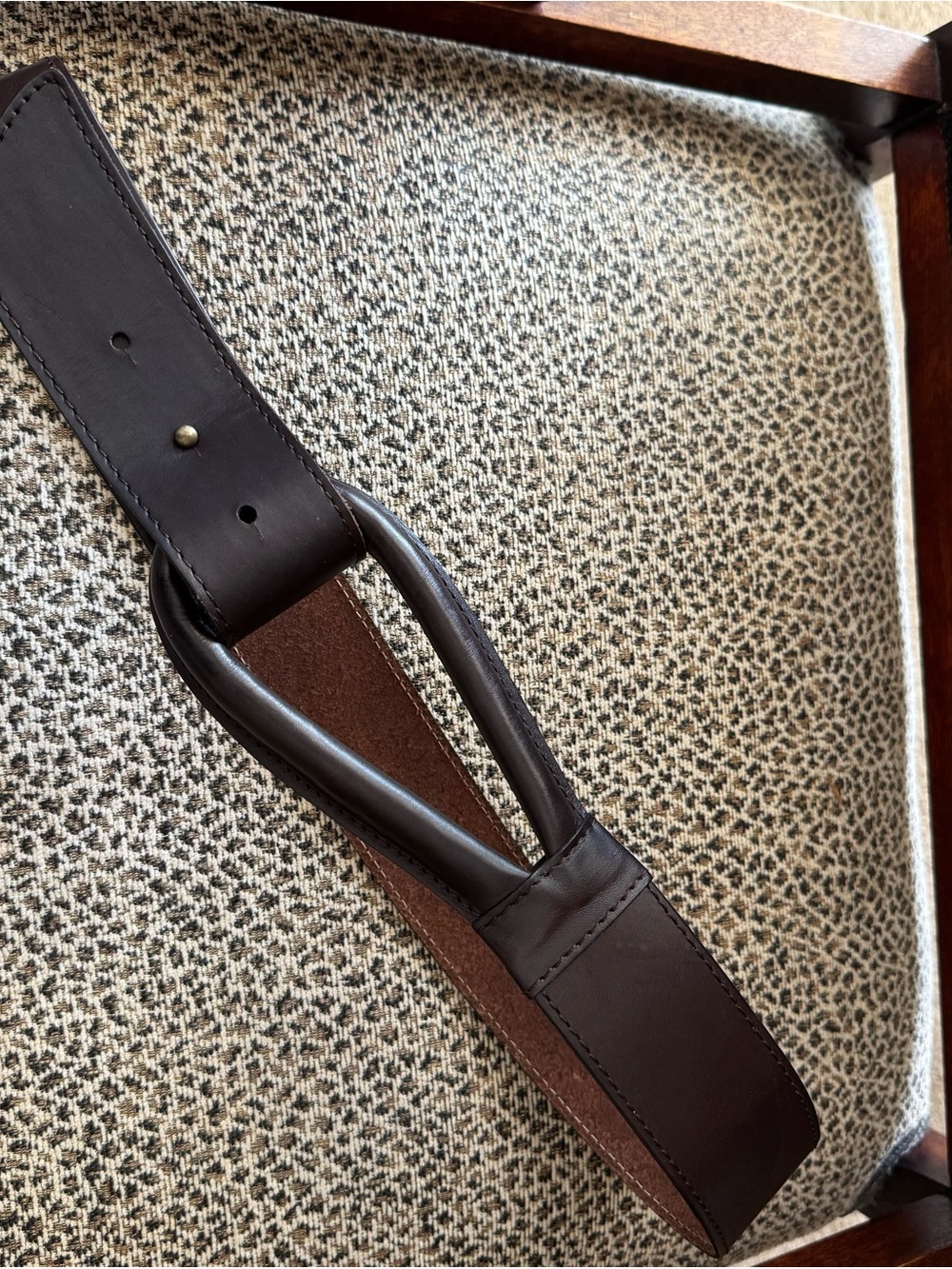 Classic Women's Dark Brown Leather Belt with Twisted Loop Accent